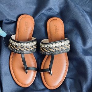 Indigo Palms Bohemian Brown Toe Ring Flat Sandals